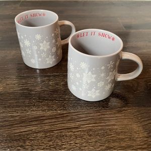 Two winter snowflake ‘Let It Snow’ mugs